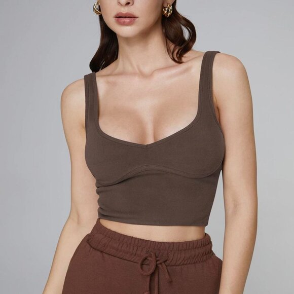 commense brown corset detail tank - Picture 1 of 8